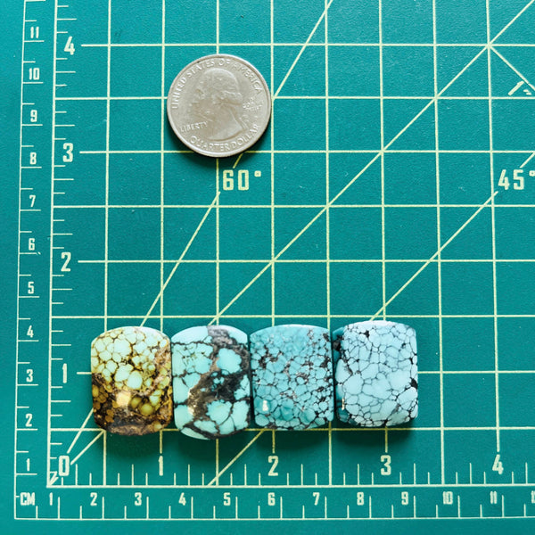 Medium Mixed Barrel Mixed Turquoise, Set of 4 Dimensions