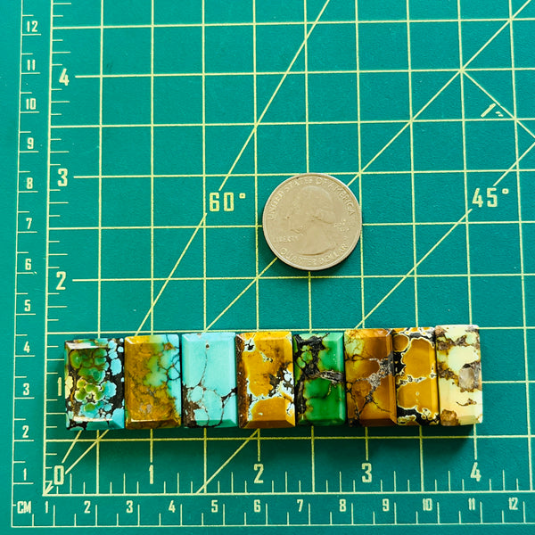 Medium Mixed Bar Mixed Turquoise, Set of 8 Dimensions