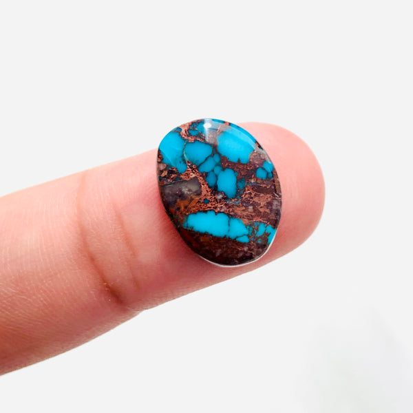Small Sky Blue Oval Bisbee Turquoise Background