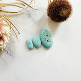 Small Sky Blue Oval Lone Mountain Turquoise, Set of 3 Background