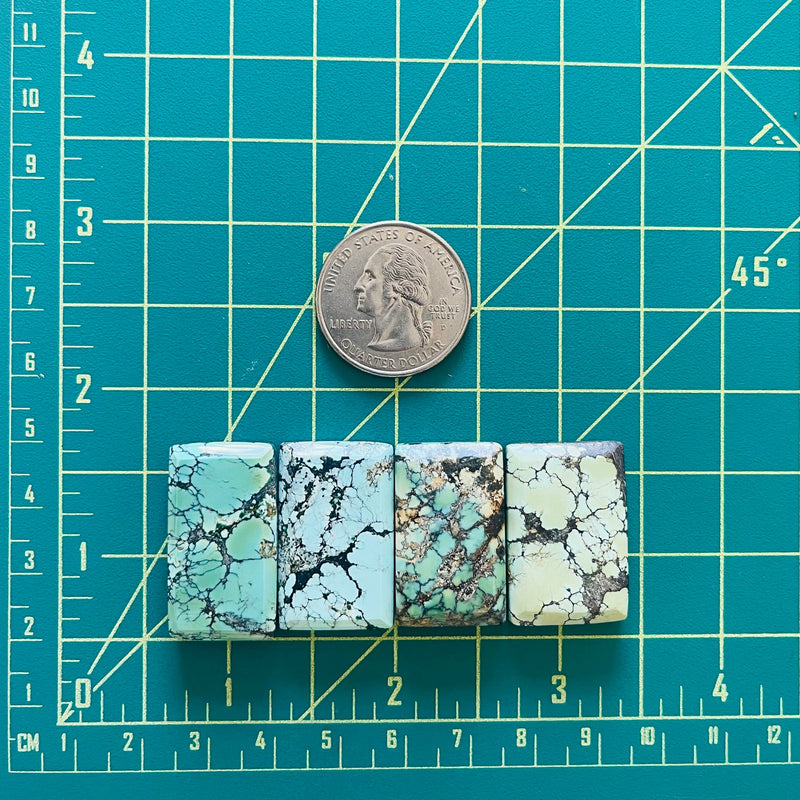 Large Mixed Bar Wild Horse Turquoise, Set of 4 Dimensions