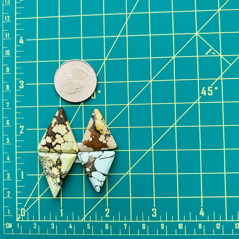 Large Mixed Triangle Treasure Mountain Turquoise, Set of 4 Dimensions