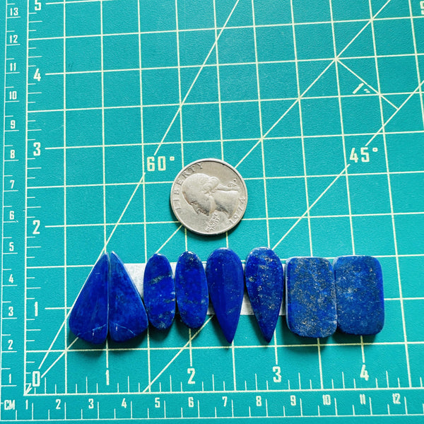 Large Deep Blue Mixed Lapis Lazuli, Set of 8 Dimensions