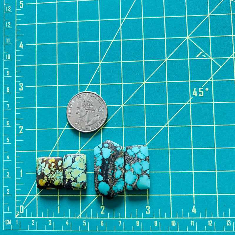Large Mixed Mixed Mixed Turquoise, Set of 4 Dimensions