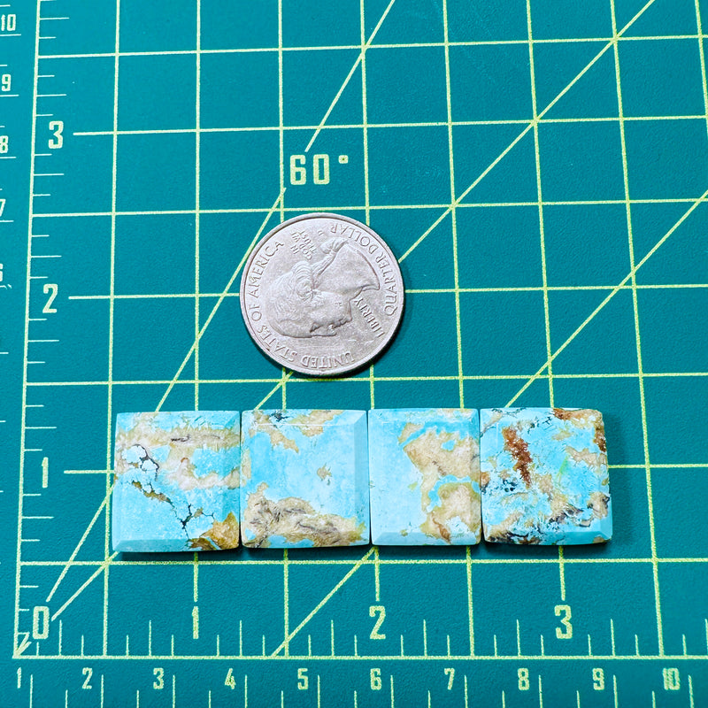 Large Faint Blue Square Sand Hill Turquoise, Set of 4 Dimensions