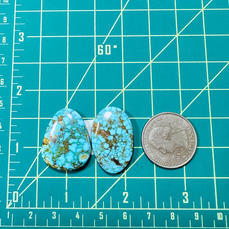 Large Ocean Blue Mixed Kingman Turquoise, Set of 2 Dimensions