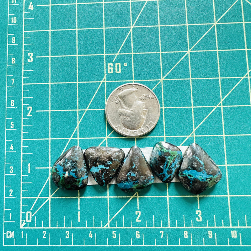 Medium Ocean Blue Mixed Yungai Turquoise, Set of 5 Dimensions