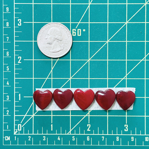 Small Red Heart Rosarita, Set of 5 Dimensions