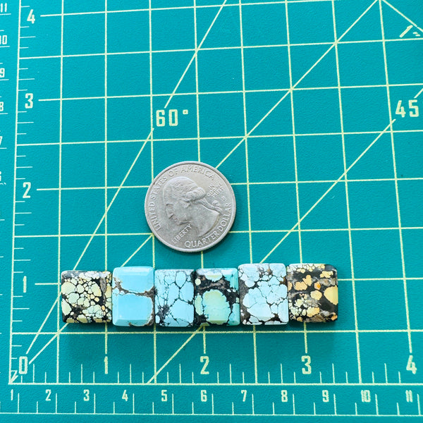 Small Mixed Bar Mixed Turquoise, Set of 6 Dimensions