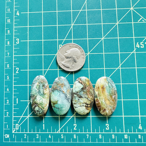Large Sea Green Oval Crescent Lake Variscite, Set of 4 Dimensions