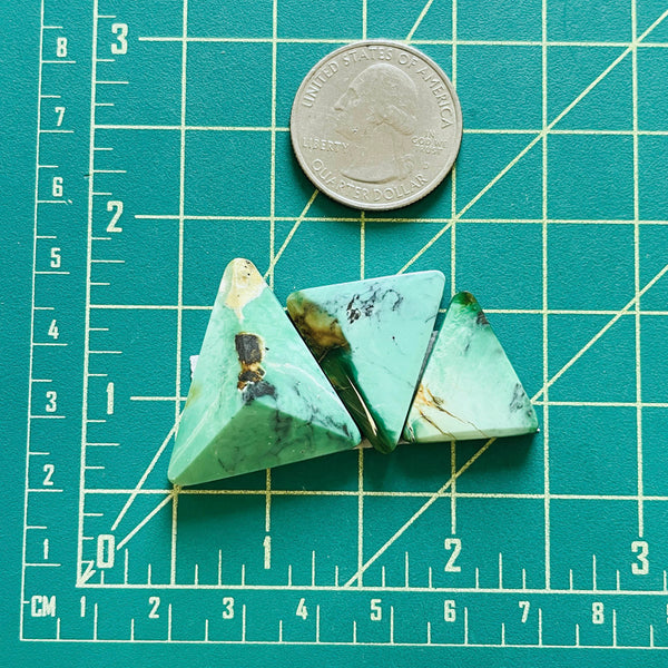 Medium Mint Green Triangle Crescent Lake Variscite, Set of 3 Dimensions