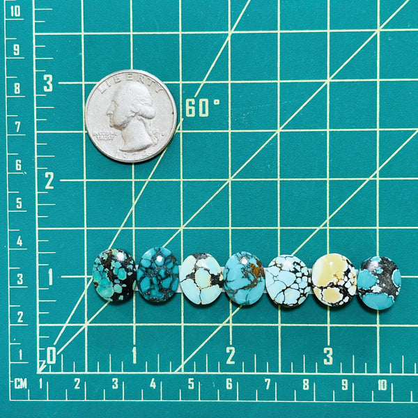 Small Mixed Oval Mixed Turquoise, Set of 7 Dimensions