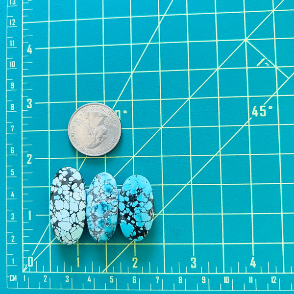 Large Sky Blue Oval Yungai Turquoise, Set of 3 Dimensions