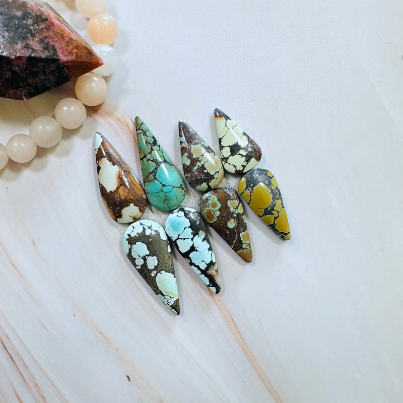 Small Mixed Teardrop Mixed Turquoise, Set of 8 Background