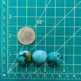 Large Ocean Blue Oval Yungai Beads, Set of 3 Dimensions