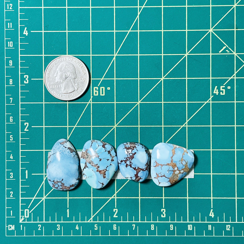 Large Sky Blue Mixed Golden Hill Turquoise, Set of 4 Dimensions