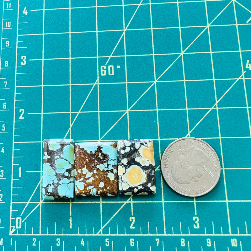 Large Mixed Bar Mixed Turquoise, Set of 3 Dimensions