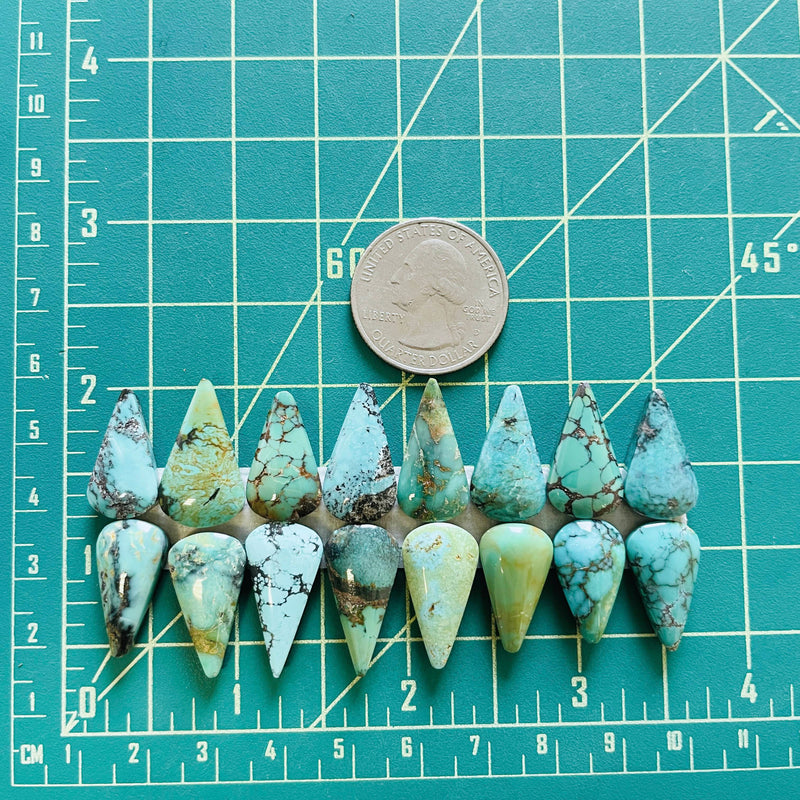 Medium Mixed Teardrop Mixed Turquoise, Set of 16 Dimensions