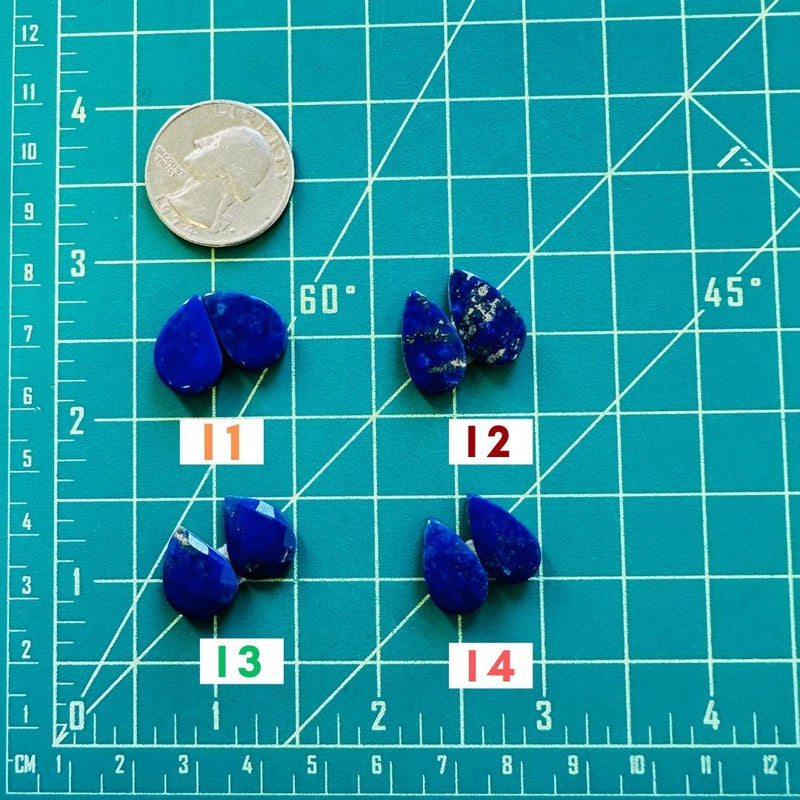 4. Small Teardrop Lapis Lazuli, Set of 2 - 031724