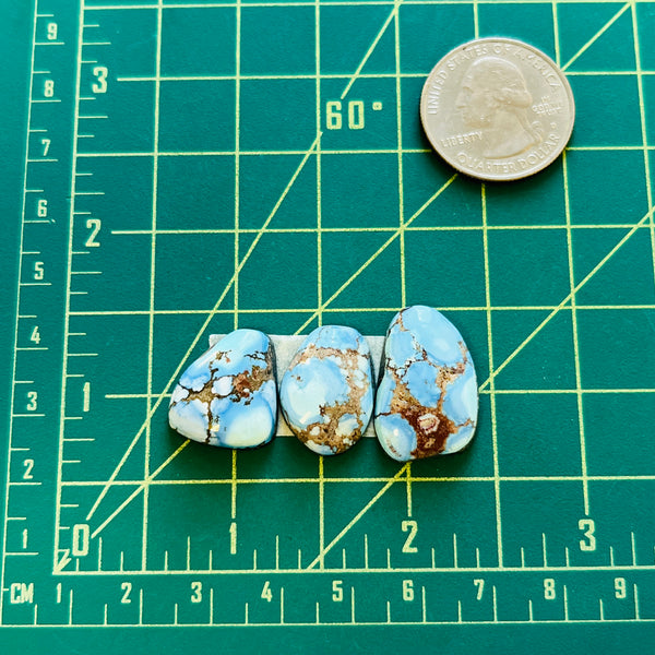Medium Sky Blue Mixed Golden Hills Turquoise, Set of 3 Dimensions