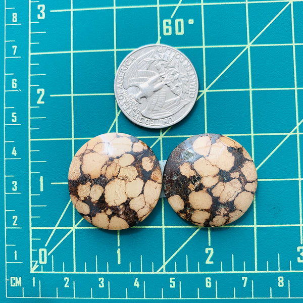 Large Earth Brown Round Treasure Mountain Turquoise, Set of 3 Dimensions