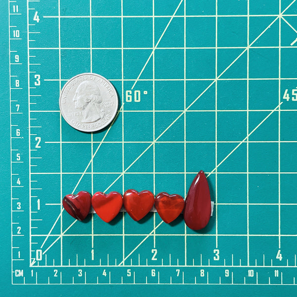 Small Red Mixed Rosarita, Set of 5 Dimensions