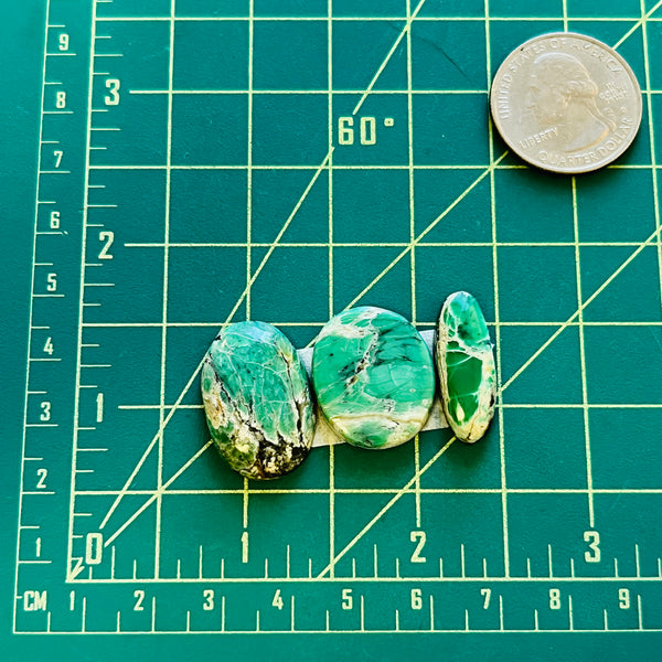 Medium Mint Green Mixed Crescent Lake Variscite, Set of 3 Dimensions