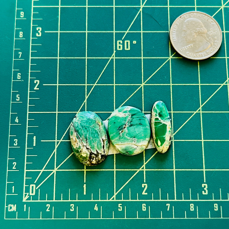 Medium Mint Green Mixed Crescent Lake Variscite, Set of 3 Dimensions
