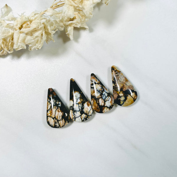Medium Royal Orange Teardrop Purple Lavender Variscite, Set of 4 Background