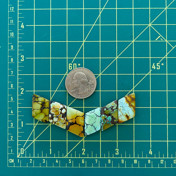 Medium Mixed Diamond Mixed Turquoise, Set of 6 Dimensions