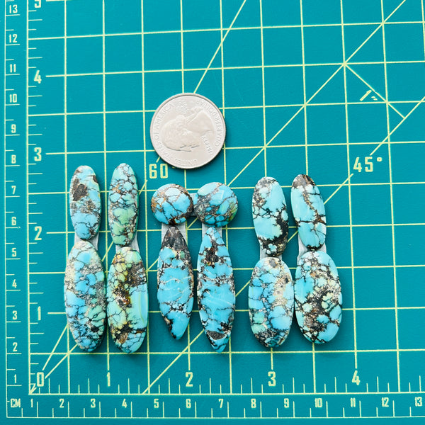 Large Ocean Blue Mixed Wild Horse Turquoise, Set of 12 Dimensions