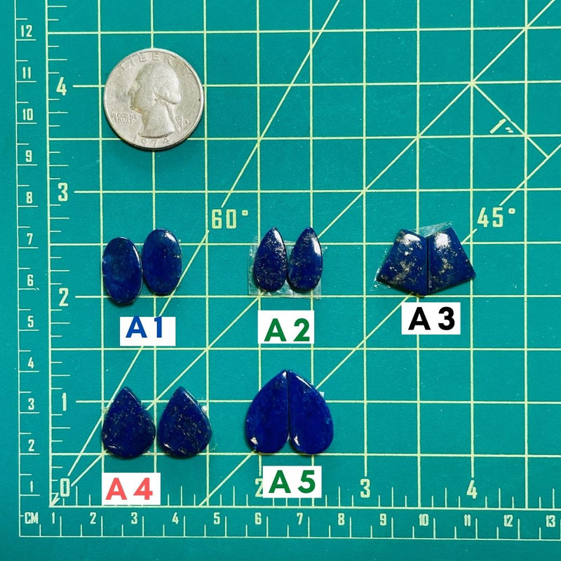 4. Medium Teardrop Lapis Lazuli, Set of 2 - 100123