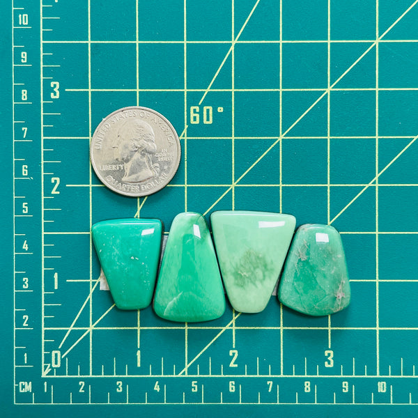 Large Mint Green Mixed Lucid Variscite, Set of 4 Dimensions