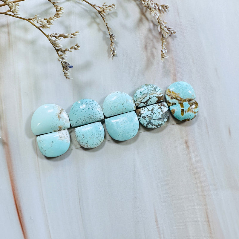 Small Faint Blue Half Moon Sand Hill Turquoise, Set of 10 Background