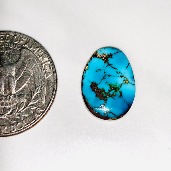 Small Sky Blue Oval Bisbee Turquoise Dimensions