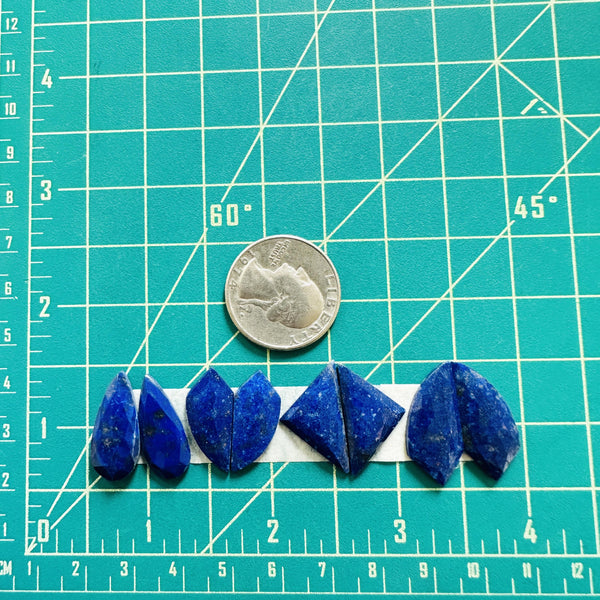 Medium Deep Blue Mixed Lapis Lazuli, Set of 8 Dimensions