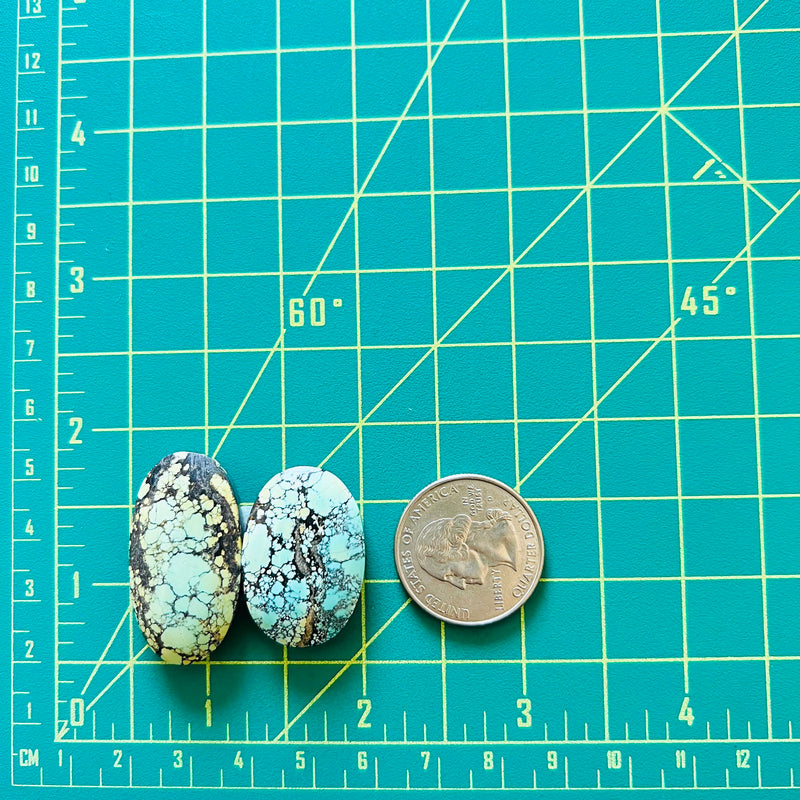 Large Faint Green Oval Wild Horse Turquoise, Set of 2 Dimensions