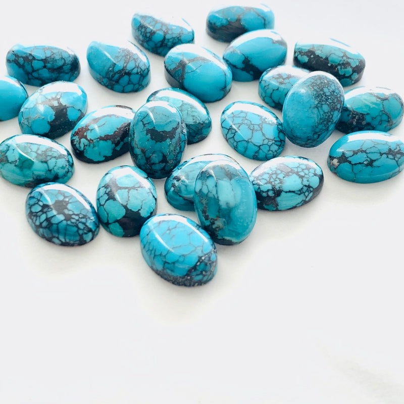 10x14mm Oval Yungai Turquoise Cabochons, Set of 2