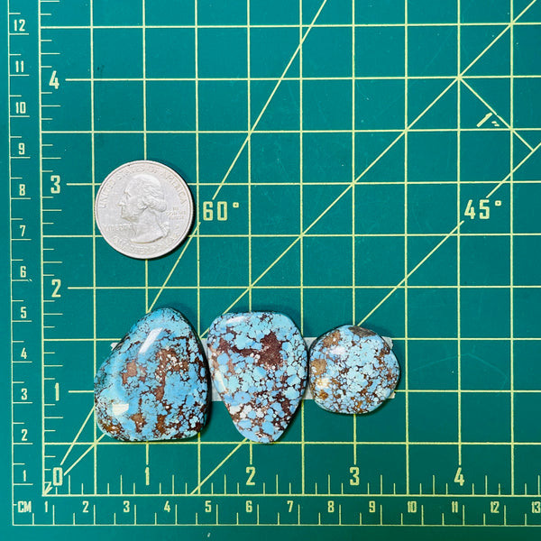 Large Ocean Blue Mixed Golden Hill Turquoise, Set of 3 Dimensions