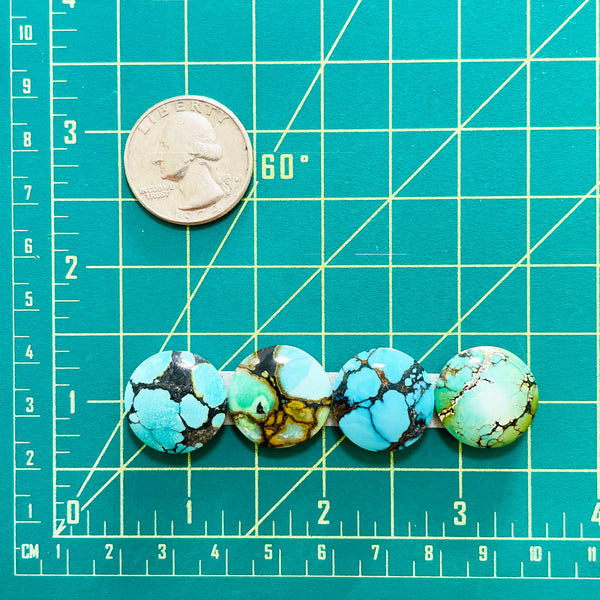 Large Mixed Round Mixed Turquoise, Set of 4 Dimensions