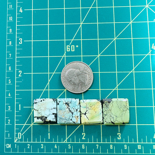 Medium Mixed Square Wild Horse Turquoise, Set of 4 Dimensions