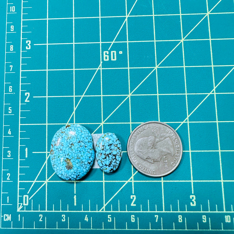 Large Ocean Blue Oval Kingman Turquoise, Set of 2 Dimensions