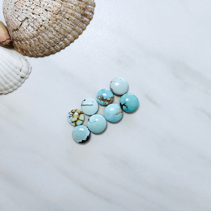 Small Mixed Round Mixed Turquoise, Set of 8 Background