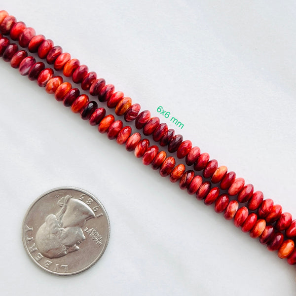 Deep Red Spiny Oyster Other Rondelle Beads