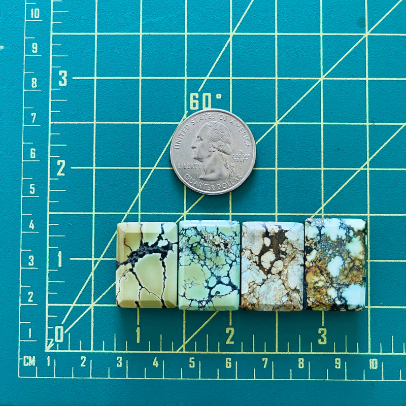 Large Mixed Bar Treasure Mountain Turquoise, Set of 4 Dimensions