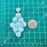 Medium Sky Blue Hexagon Sand Hill Turquoise, Set of 10 Dimensions
