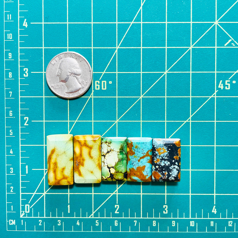 Large Mixed Bar Mixed Turquoise, Set of 5 Dimensions