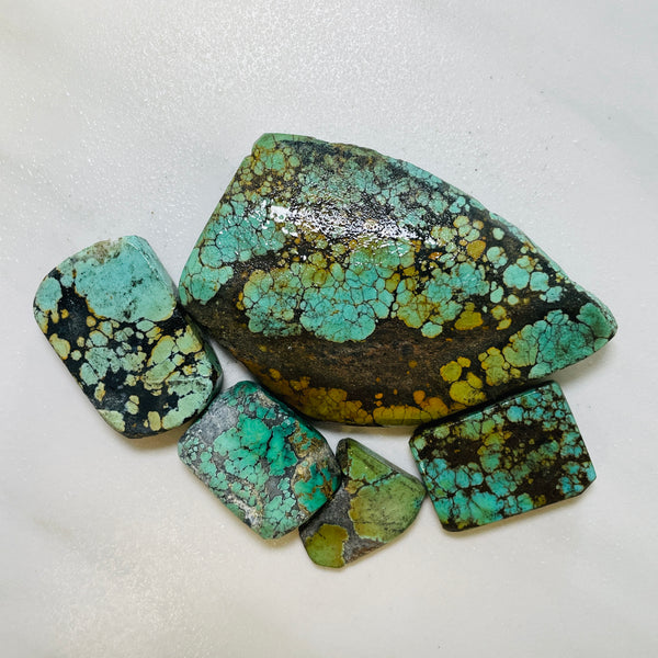Ocean Blue Rough Natural Treasure Mountain Turquoise Slabs Background
