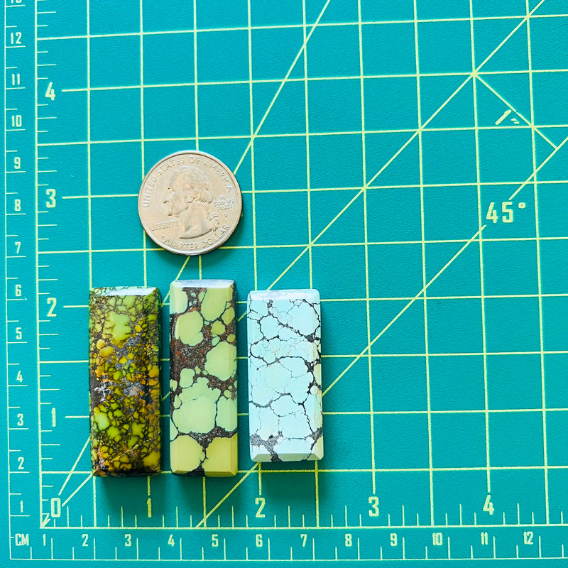 Large Mixed Bar Mixed Turquoise, Set of 3 Dimensions
