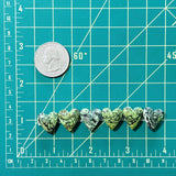 Medium Sea Green Heart Yungai Turquoise, Set of 6 Dimensions